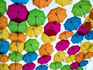 Colourful Umbrellas To Show Colour Contrast